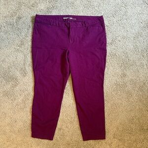 Old Navy Pixie Pants Women’s 18 Regular Mid-Rise Purple Stretch Ankle Work Pants